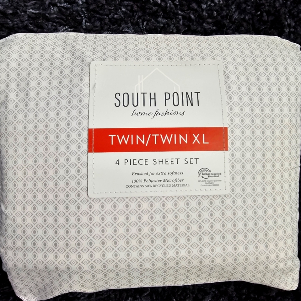 Southpoint Home Fashions Twin/TwinXL Size Sheet Set - Gray And White Microfiber